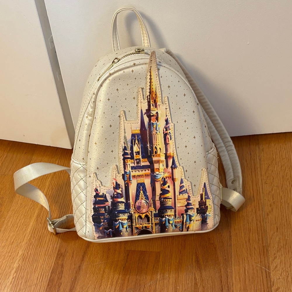 Loungefly Cream and Gold Castle Backpack